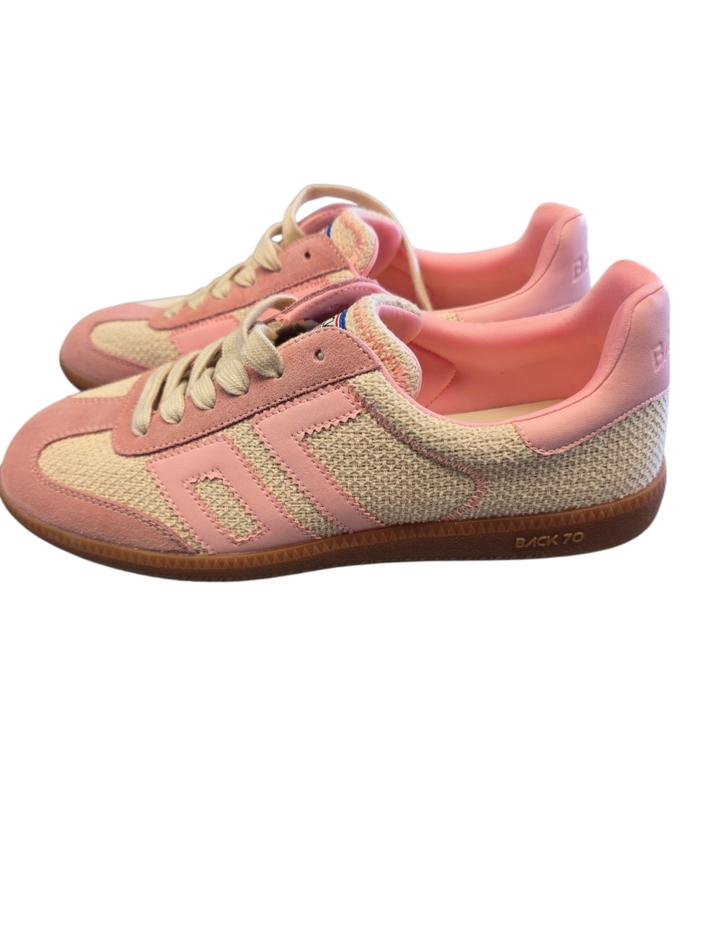 Pink Women's Retro Knit Casual Sneakers - Back 70